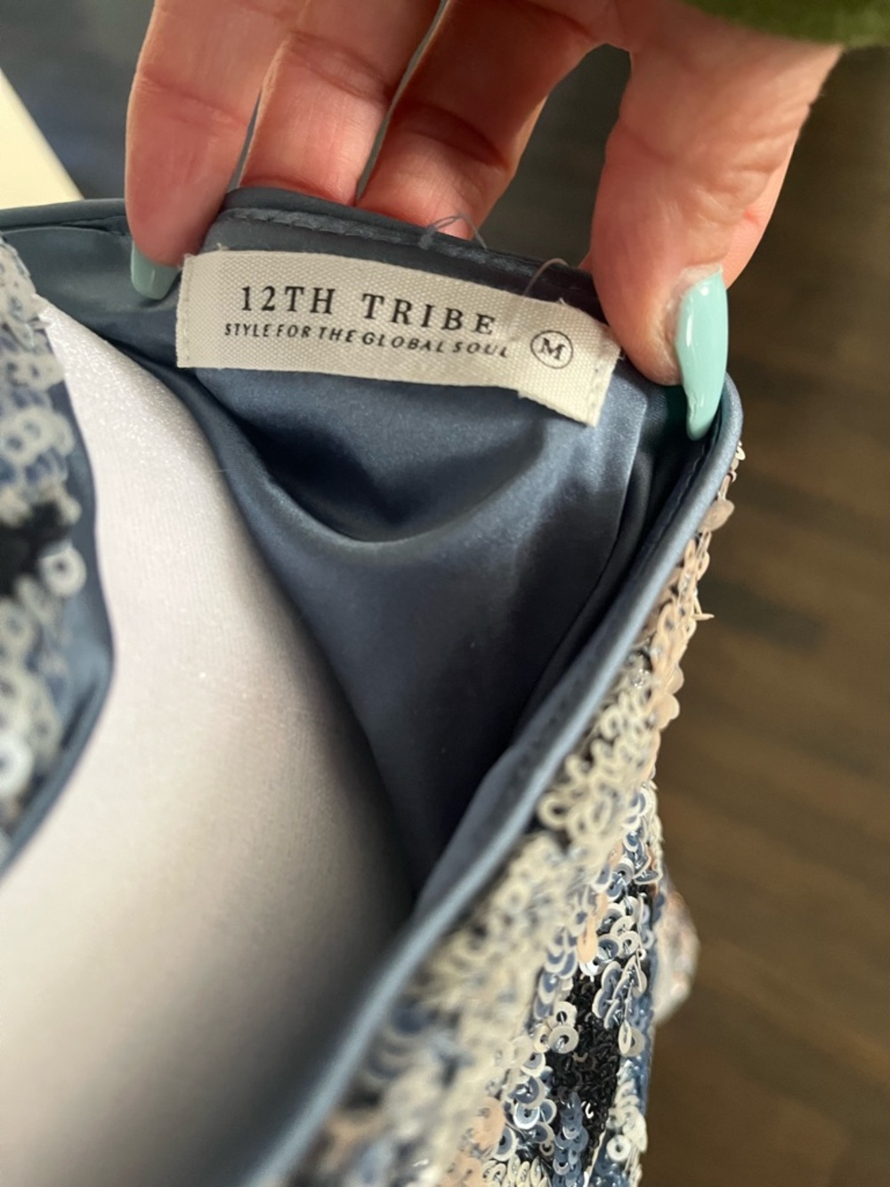 12th Tribe Silver and Blue Sequin Floral Two-Piece - Picture 5 of 8
